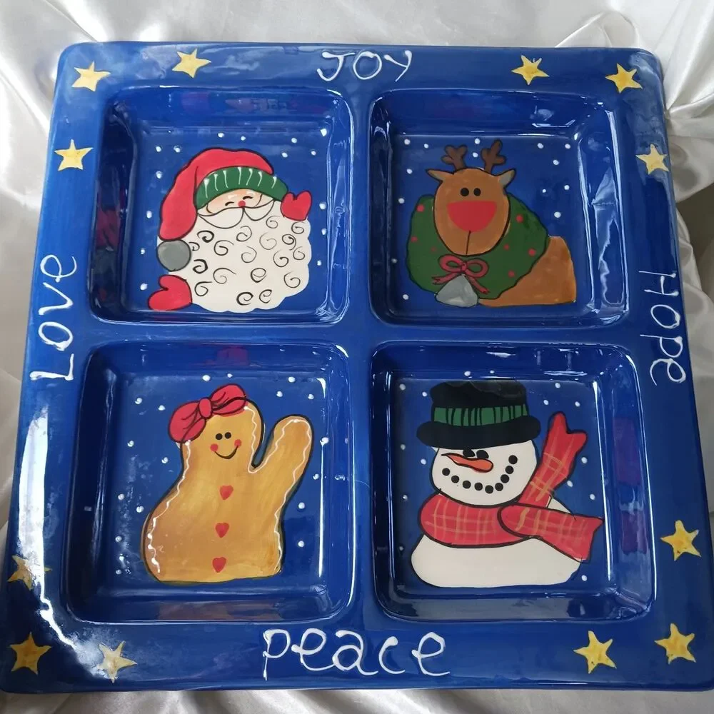 12'' DIVIDED SNACK TRAY CHRISTMAS THEME
